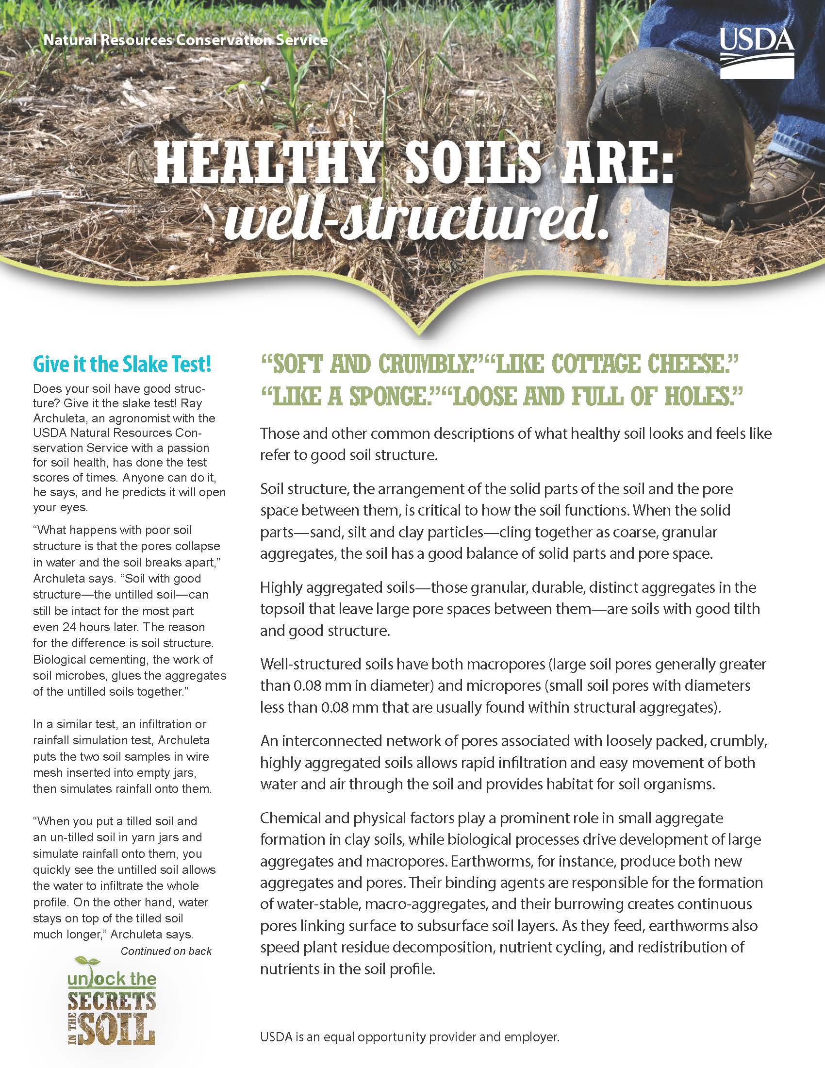 Healthy Soils Are: well-structured