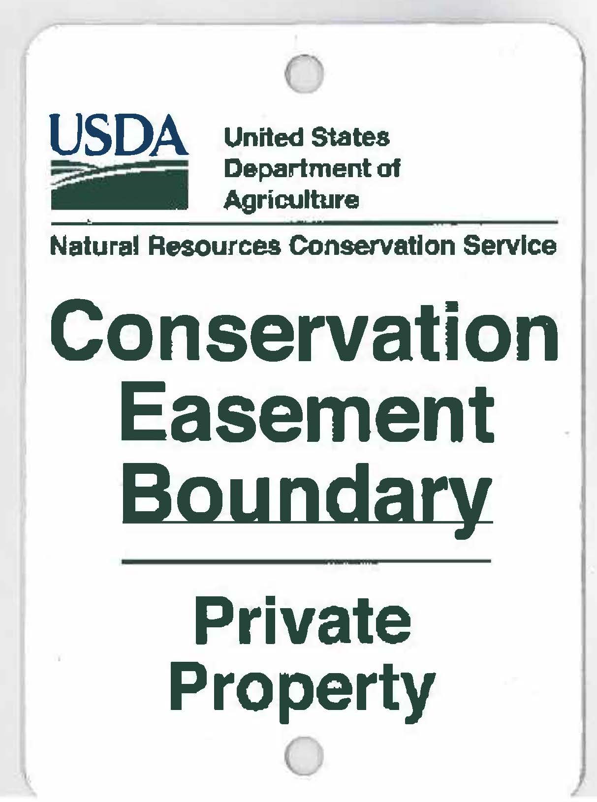 White Easement Boundary sign