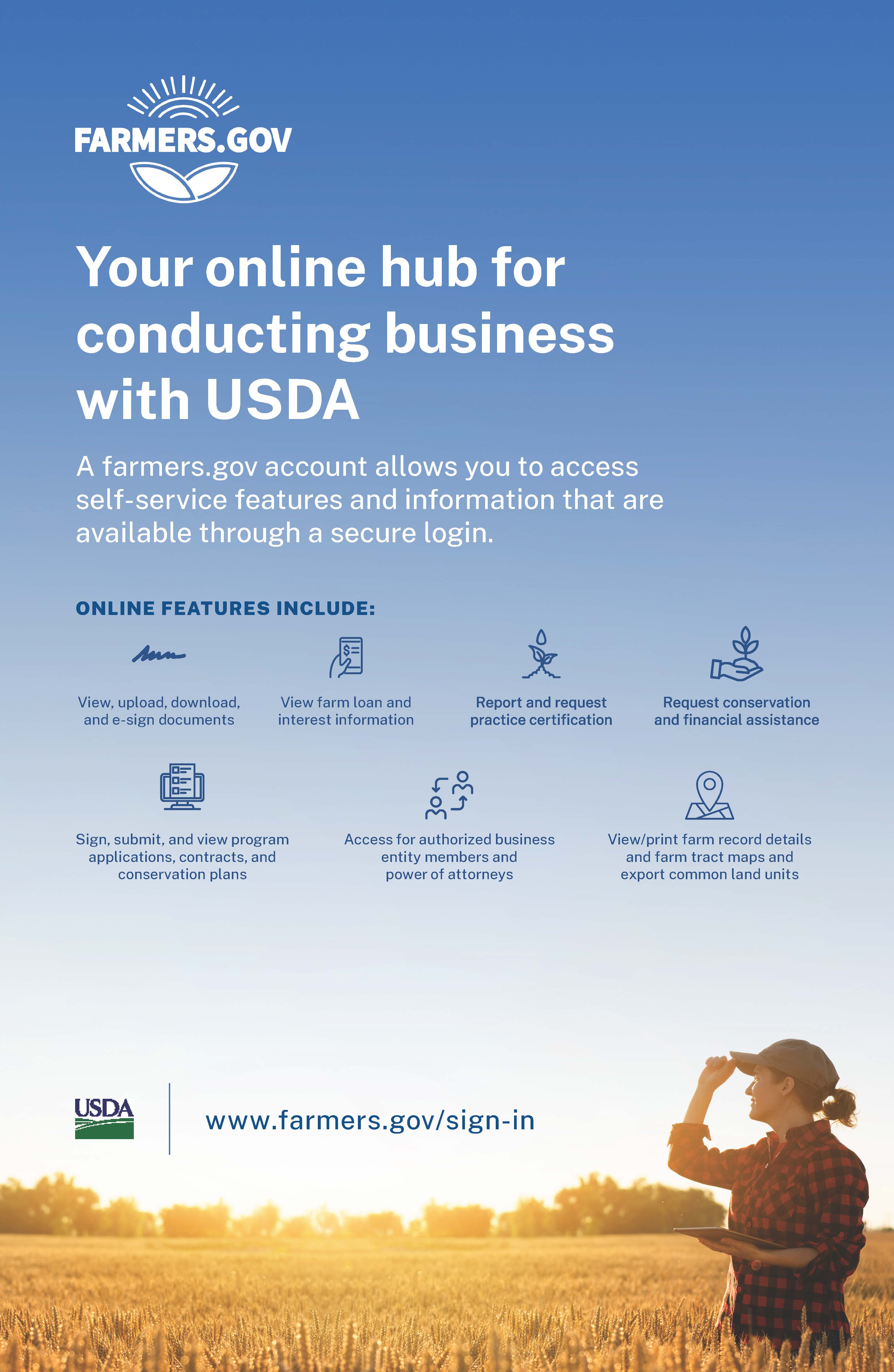 Farmers.gov Online Hub poster