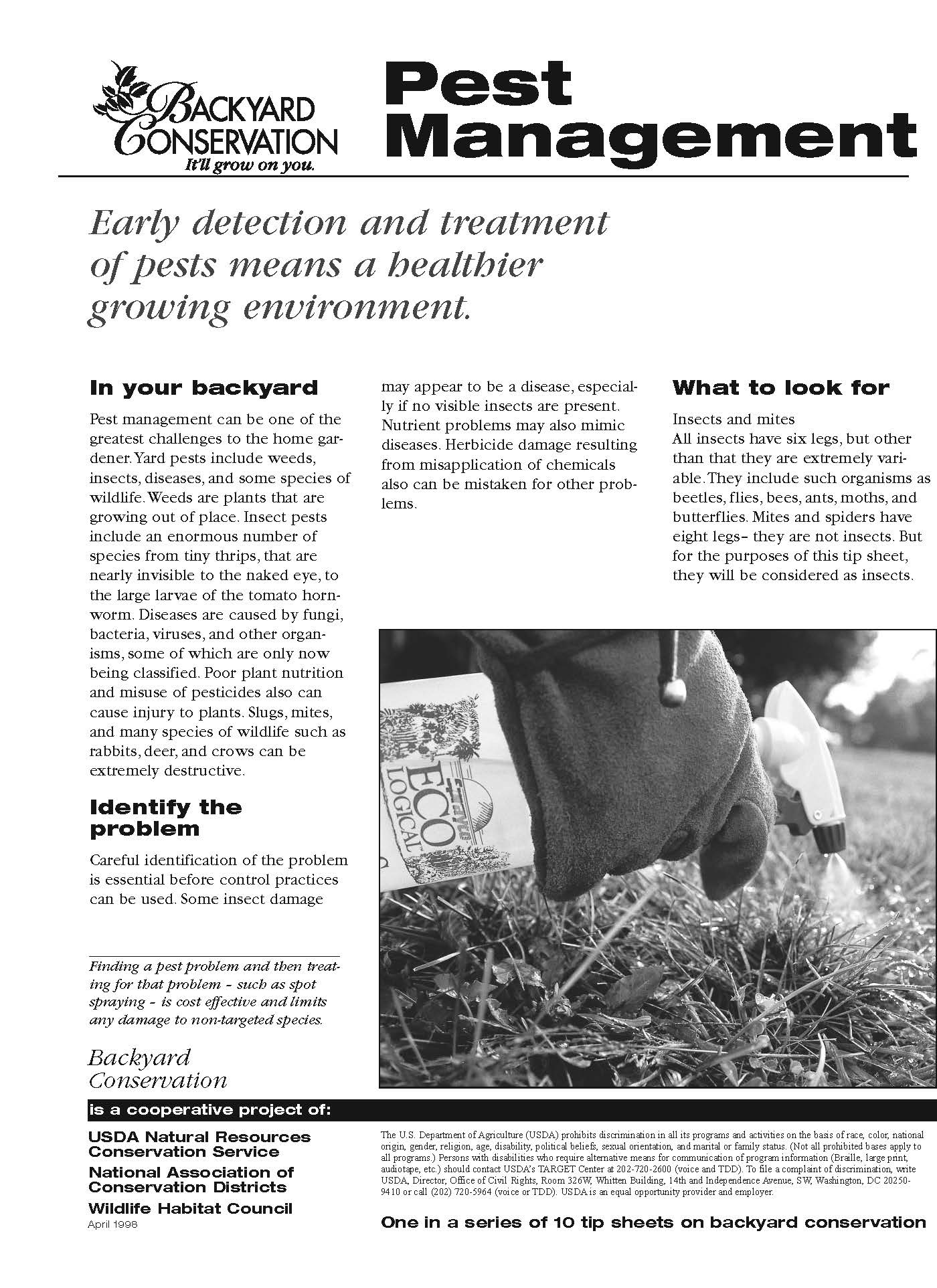 Backyard Conservation Pest Management tip sheet
