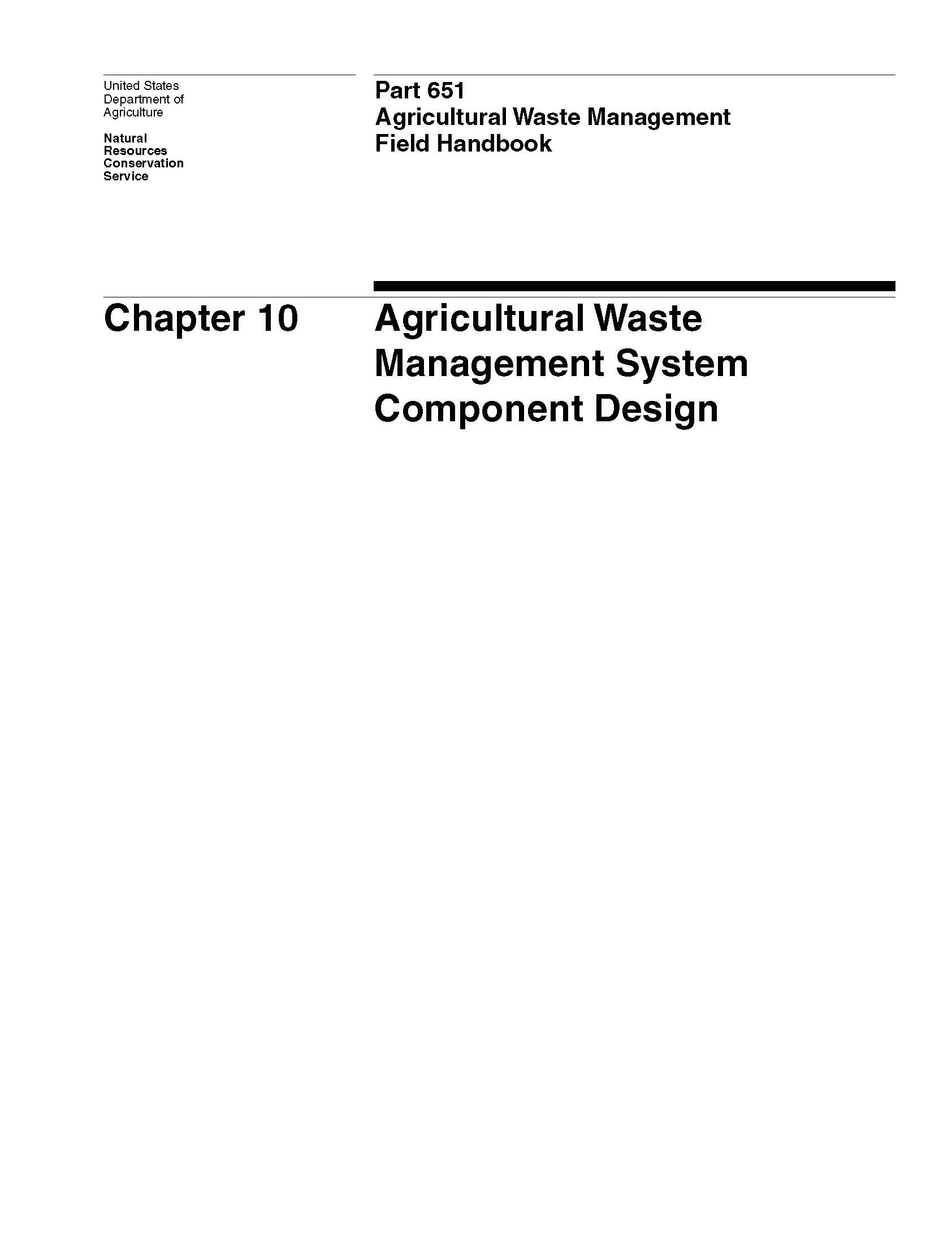 NEH-651-10 Agricultural Waste Management System Component Design