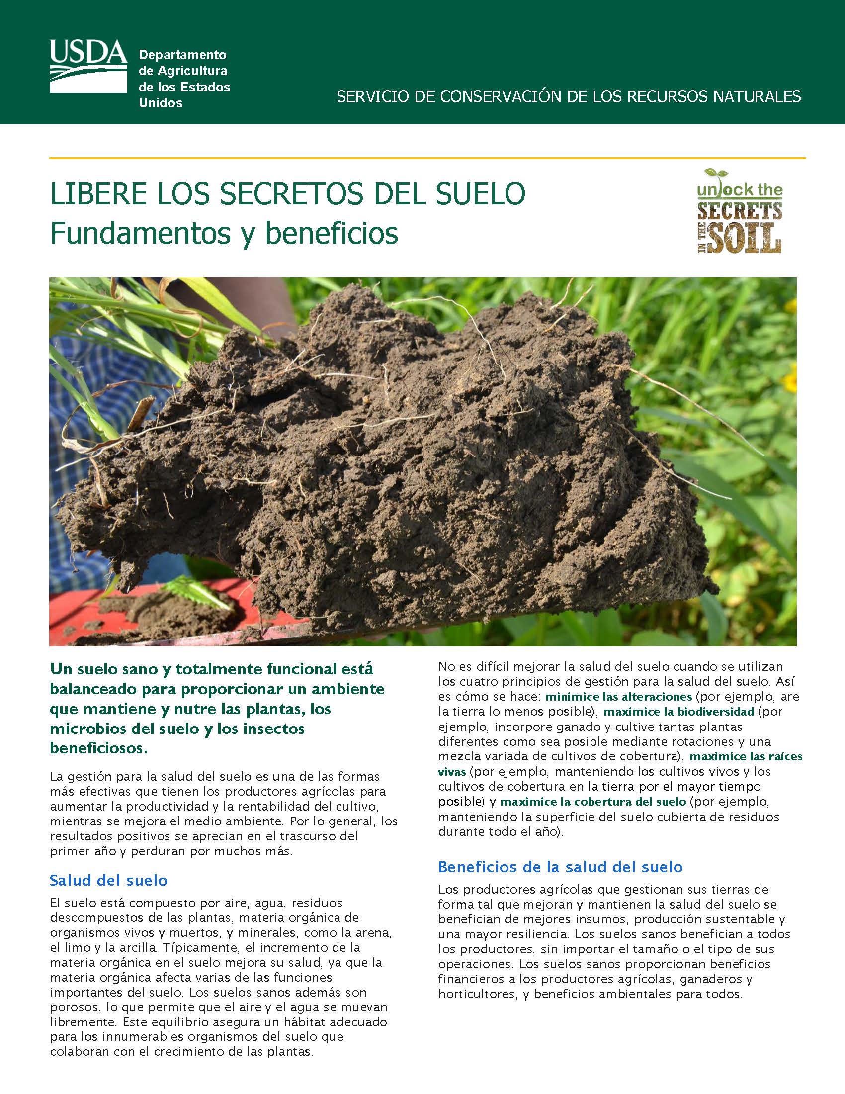 Spanish Basic and Benefits Soil Health fact sheet